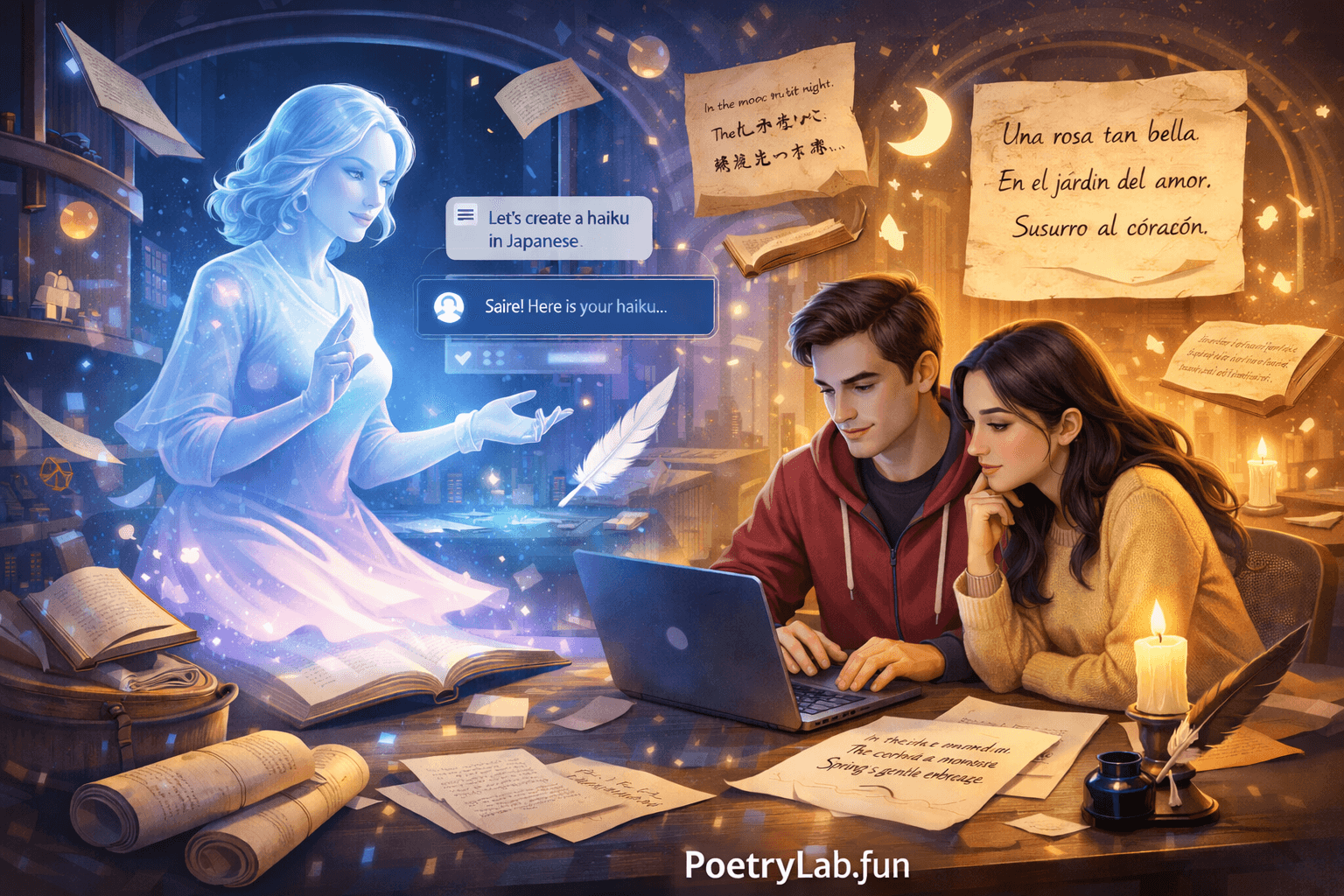 PoetryLab AI assistant helping users create multilingual poetry